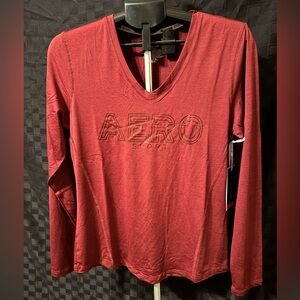 Aeropostale Sport Women's Red V-Neck long sleeve Top